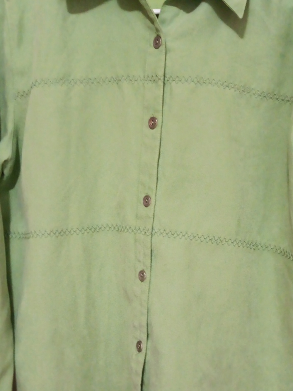 Alfred Dunner Sage Green Casual Button-Down Shirt EUC - Picture 3 of 4